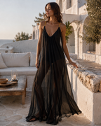 Aloveta™ Elegant V-neck Chiffon Flowy Maxi Dress