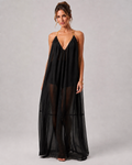 Aloveta™ Elegant V-neck Chiffon Flowy Maxi Dress