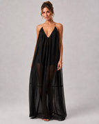 Aloveta™ Elegant V-neck Chiffon Flowy Maxi Dress