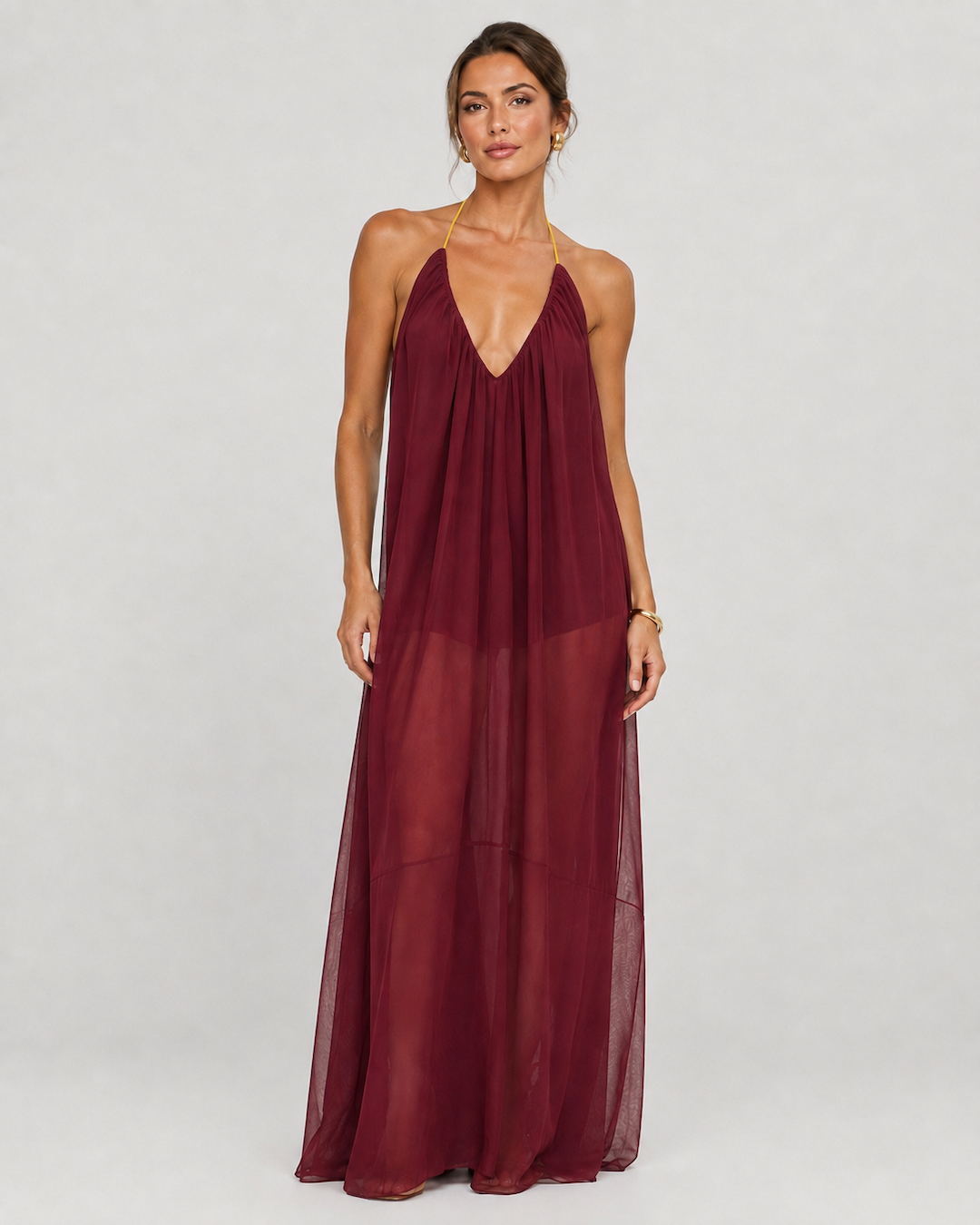 Aloveta™ Elegant V-neck Chiffon Flowy Maxi Dress