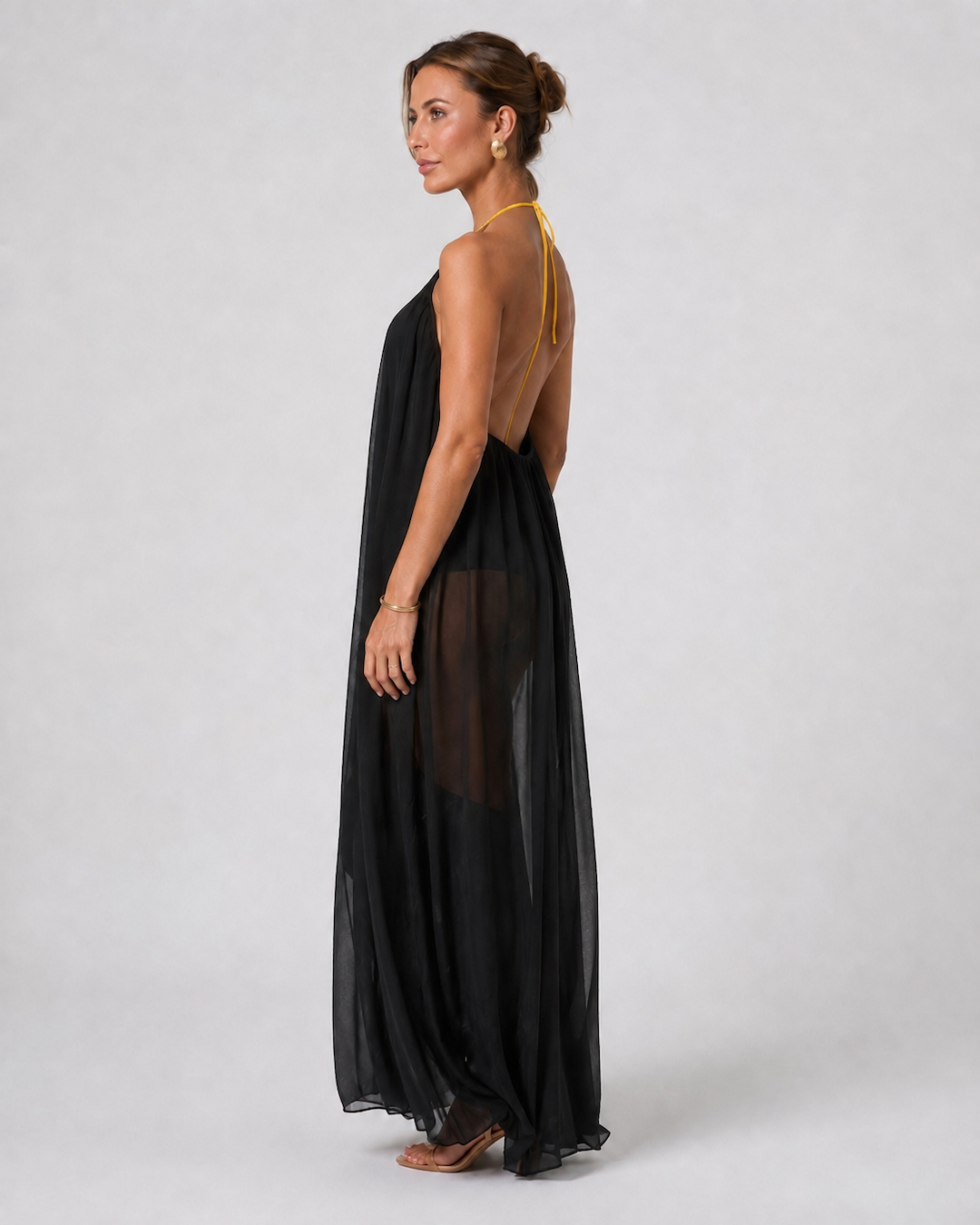 Aloveta™ Elegant V-neck Chiffon Flowy Maxi Dress