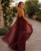 Aloveta™ Elegant V-neck Chiffon Flowy Maxi Dress