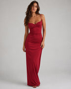 Aloveta™ Effortless Elegance Ruched Slip Maxi Dress