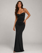 Aloveta™ Effortless Elegance Ruched Slip Maxi Dress