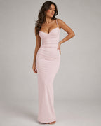 Aloveta™ Effortless Elegance Ruched Slip Maxi Dress