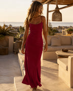 Aloveta™ Effortless Elegance Ruched Slip Maxi Dress