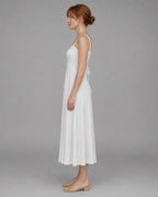 Aloveta™ Wide Strap Back Tie A-Line Midi Dress