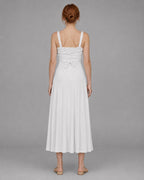 Aloveta™ Wide Strap Back Tie A-Line Midi Dress