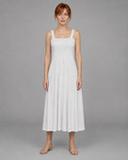 Aloveta™ Wide Strap Back Tie A-Line Midi Dress