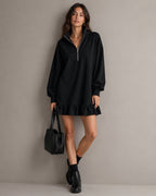 Vyla™ Half-Zip Stand Collar Casual Mini Dress