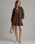Vyla™ Half-Zip Stand Collar Casual Mini Dress
