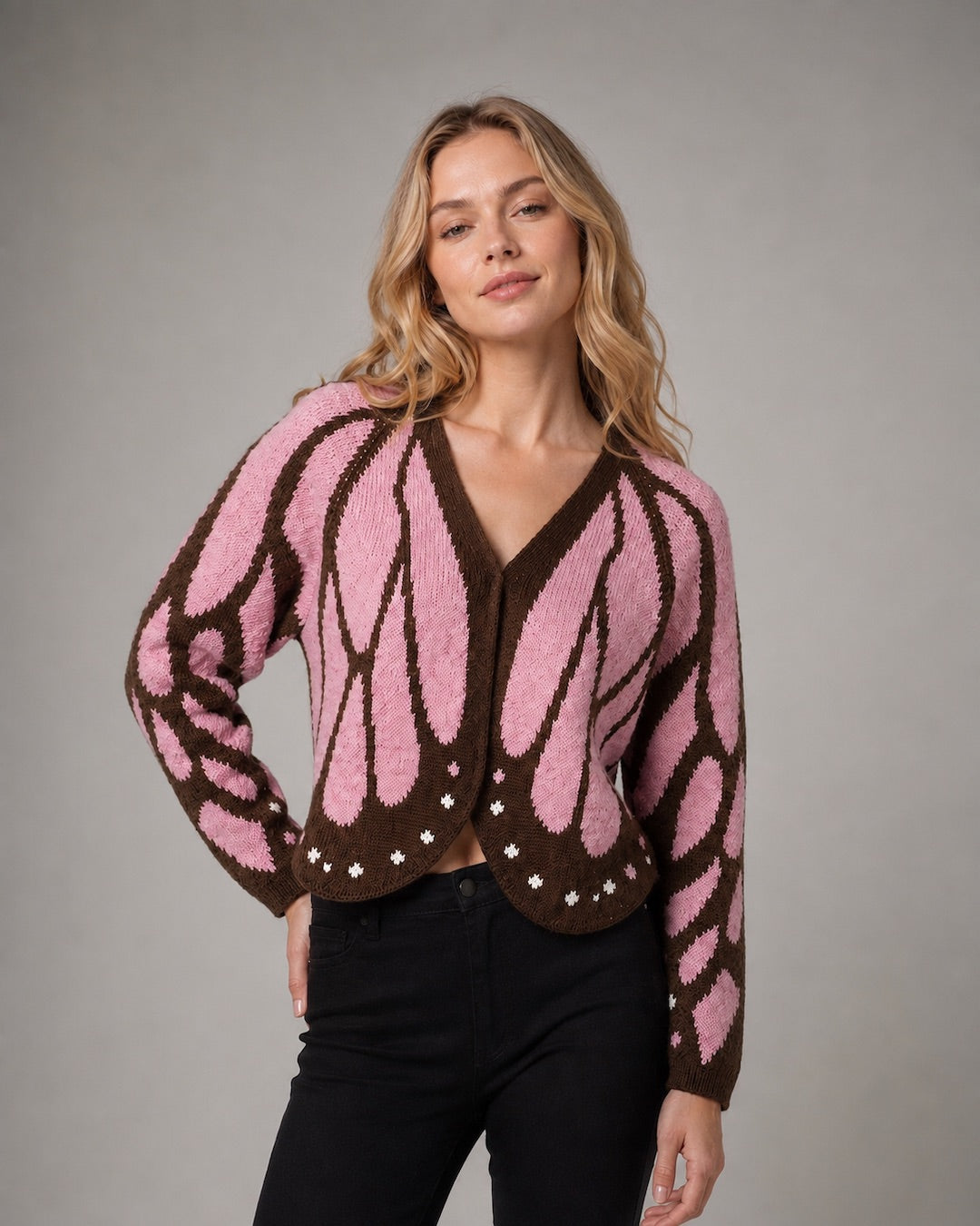 Aloveta™ Butterfly-Wing Open-Front Knit Cardigan