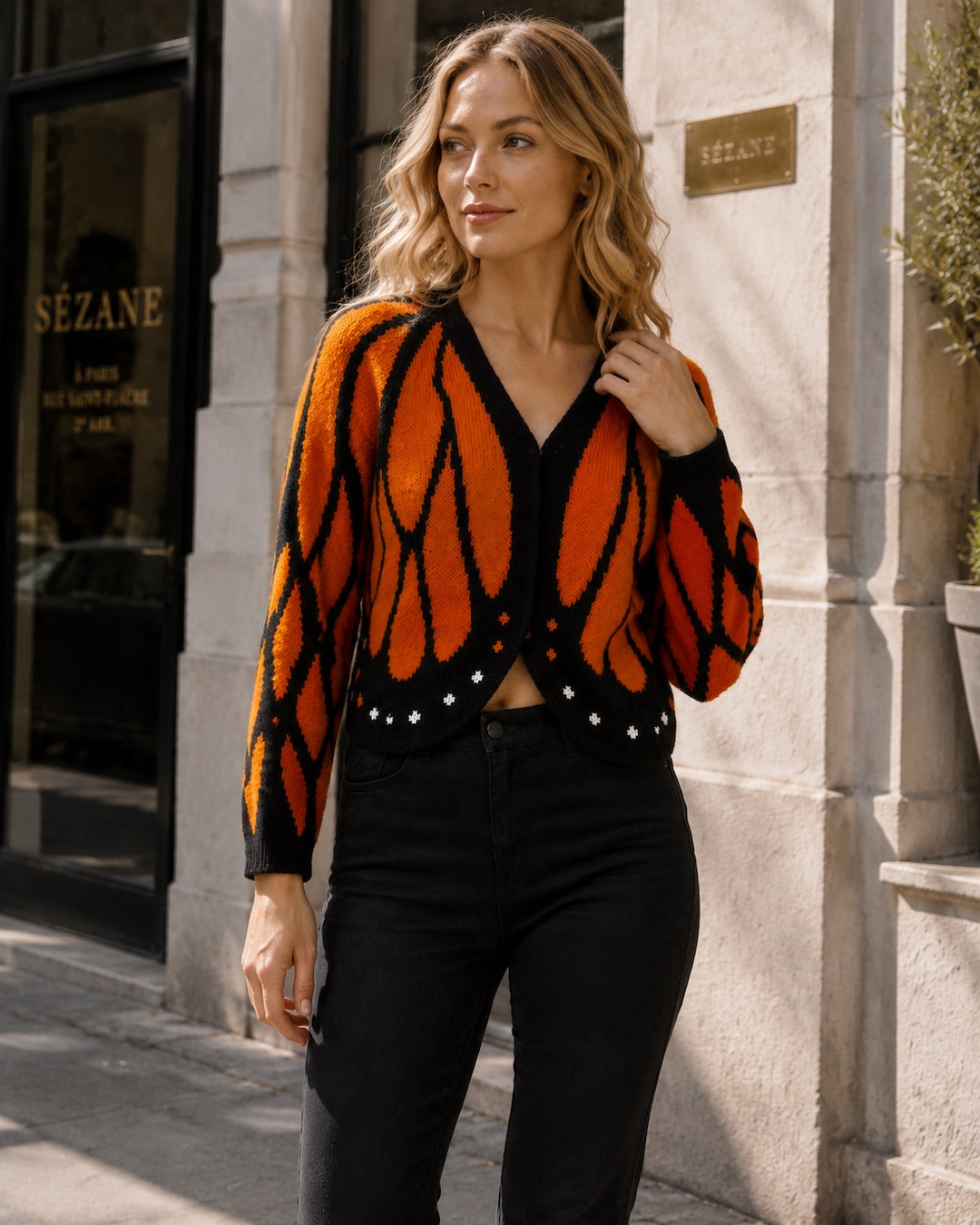 Aloveta™ Butterfly-Wing Open-Front Knit Cardigan