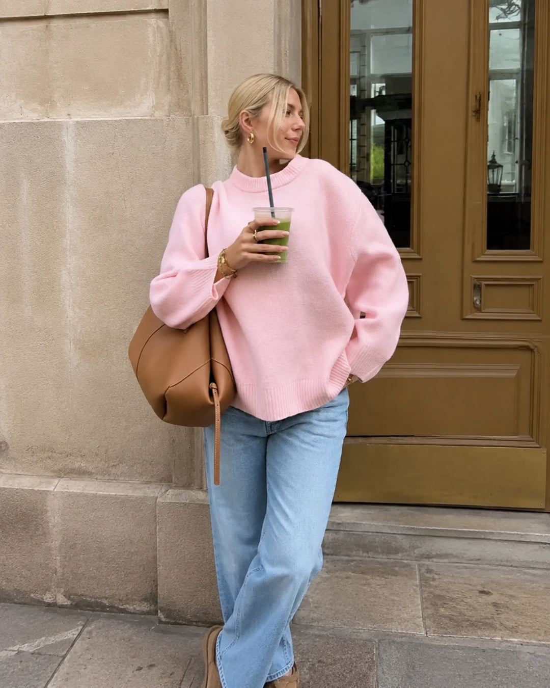 Vyla™ Oversized Crew Neck Knit Pullover Sweater