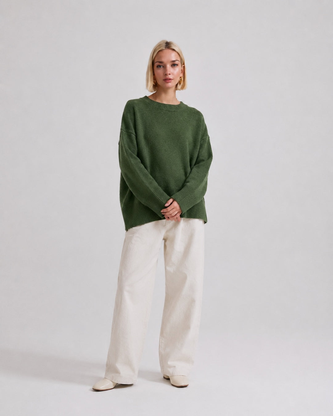 Vyla™ Oversized Crew Neck Knit Pullover Sweater