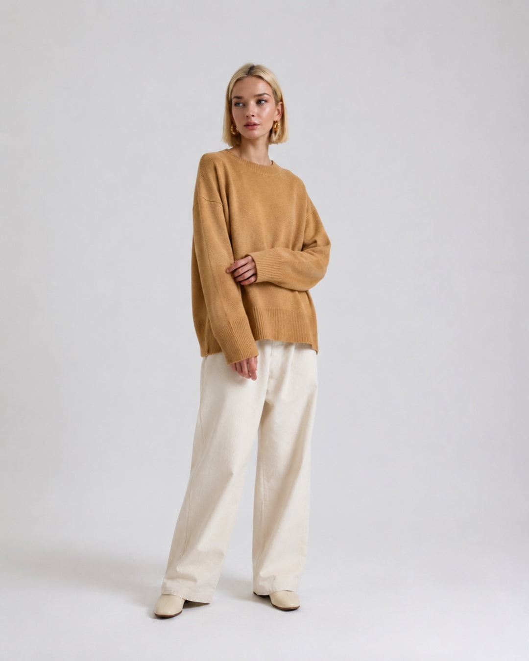 Vyla™ Oversized Crew Neck Knit Pullover Sweater