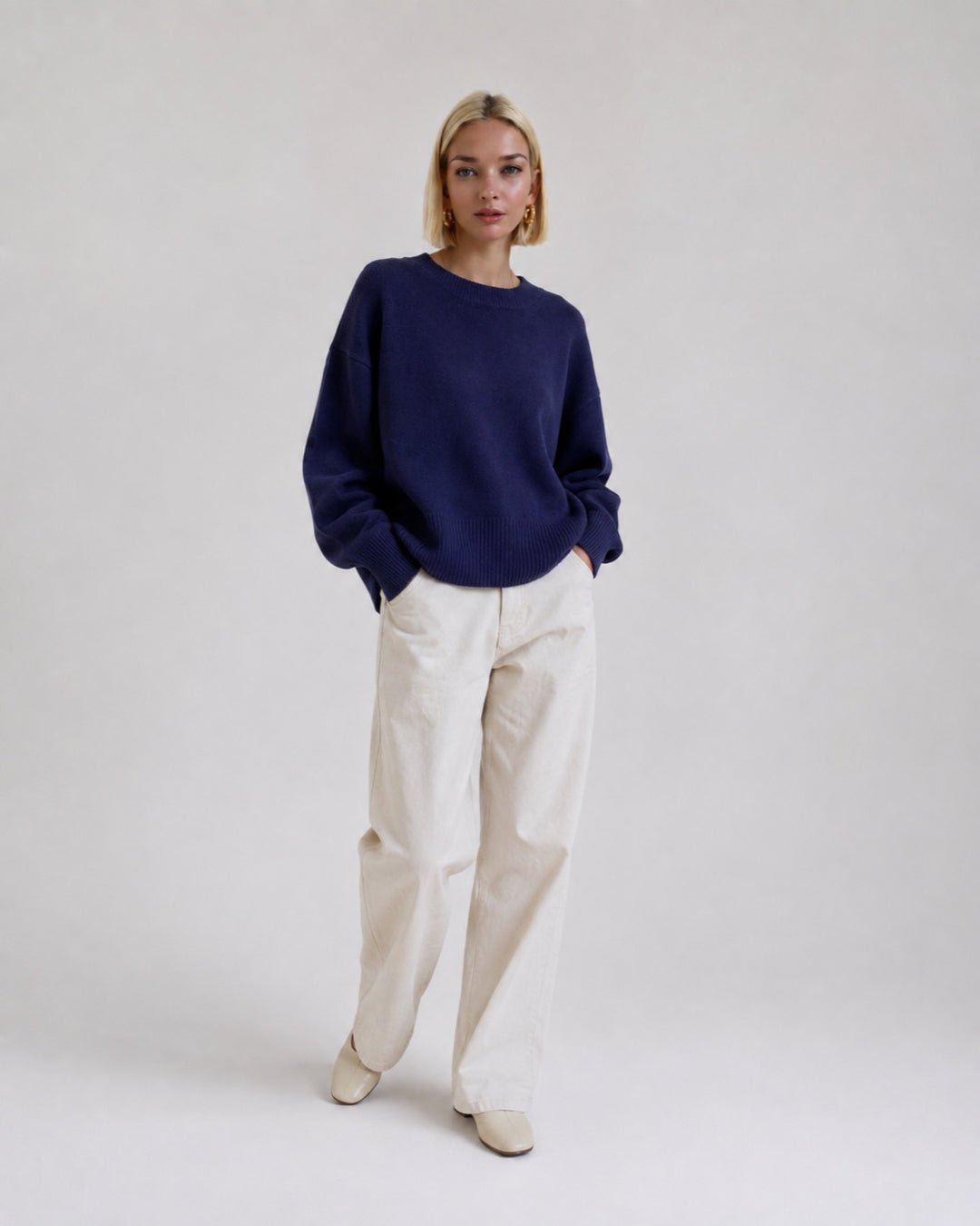 Vyla™ Oversized Crew Neck Knit Pullover Sweater