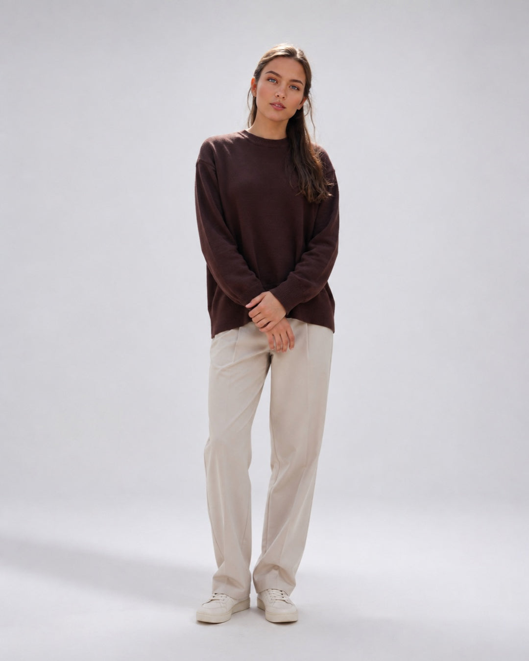 Vyla™ Oversized Crew Neck Knit Pullover Sweater
