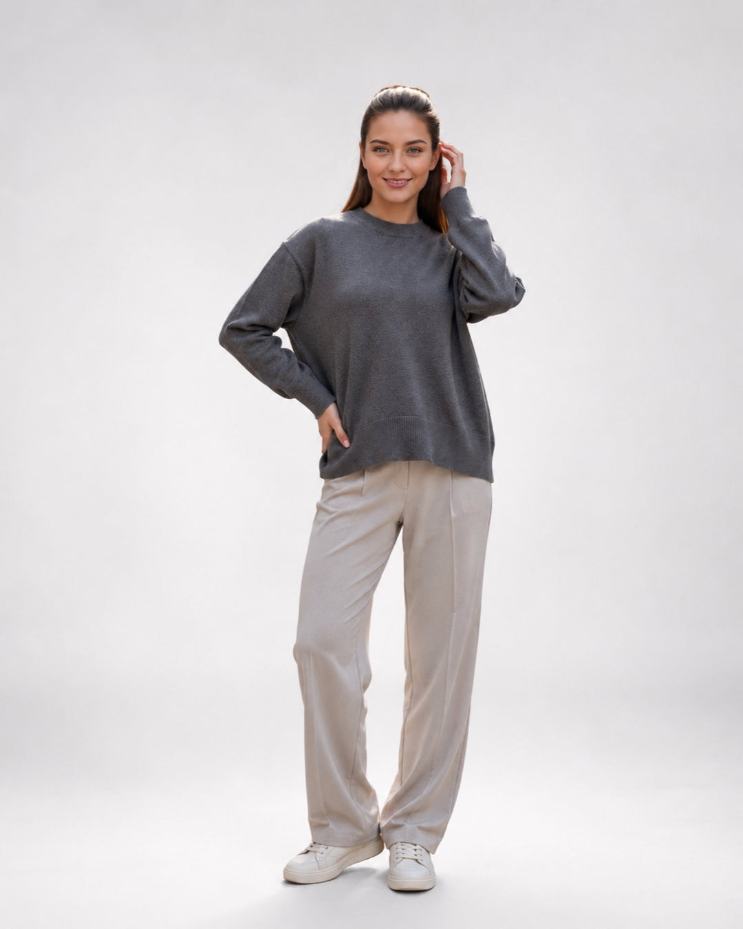 Vyla™ Oversized Crew Neck Knit Pullover Sweater