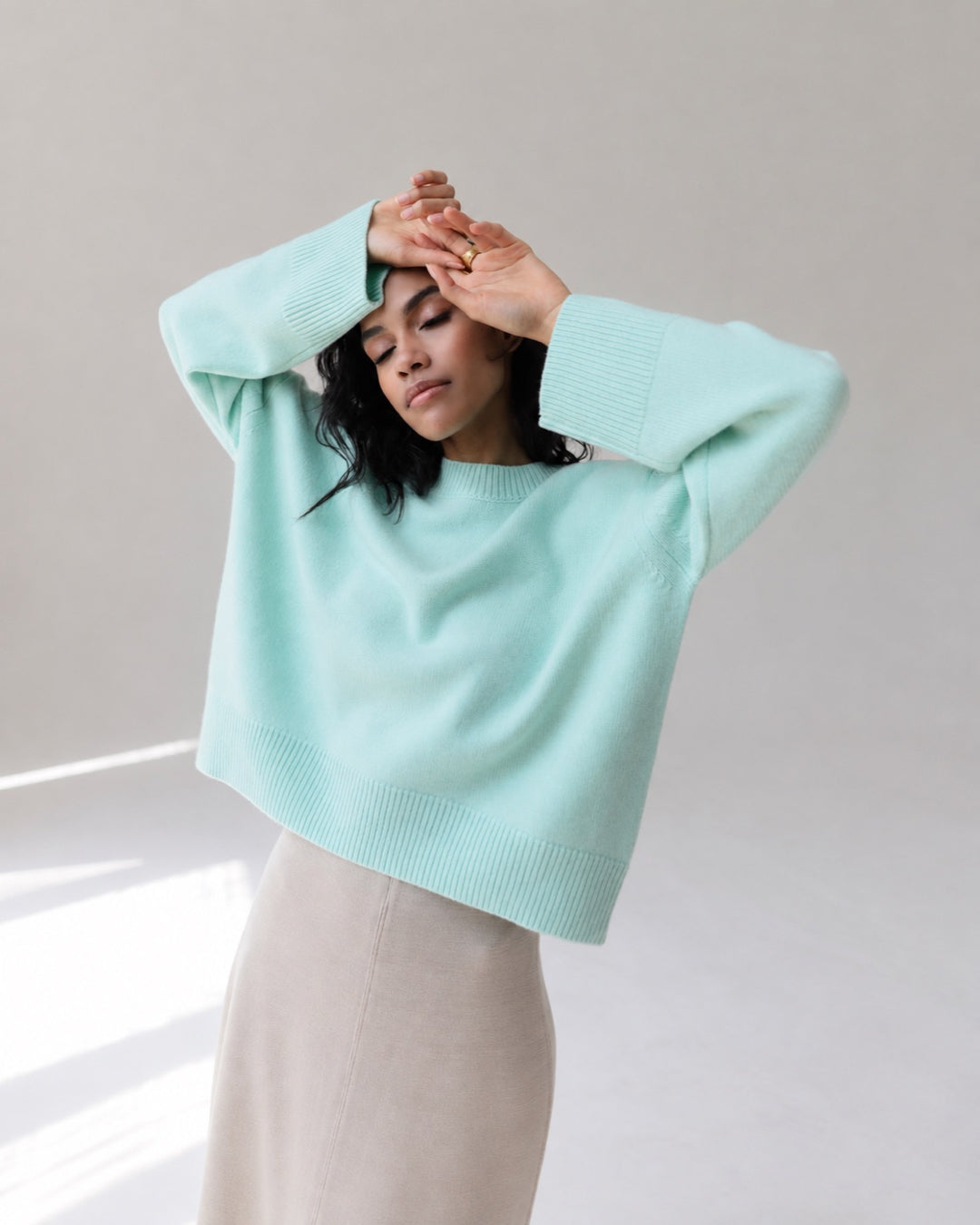 Vyla™ Oversized Crew Neck Knit Pullover Sweater