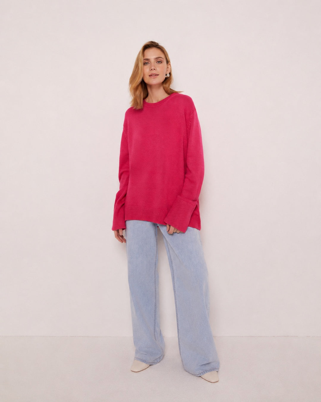 Vyla™ Oversized Crew Neck Knit Pullover Sweater