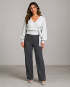 Vyla™ Slim Fit V-Neck Wrap Tie Knit Sweater