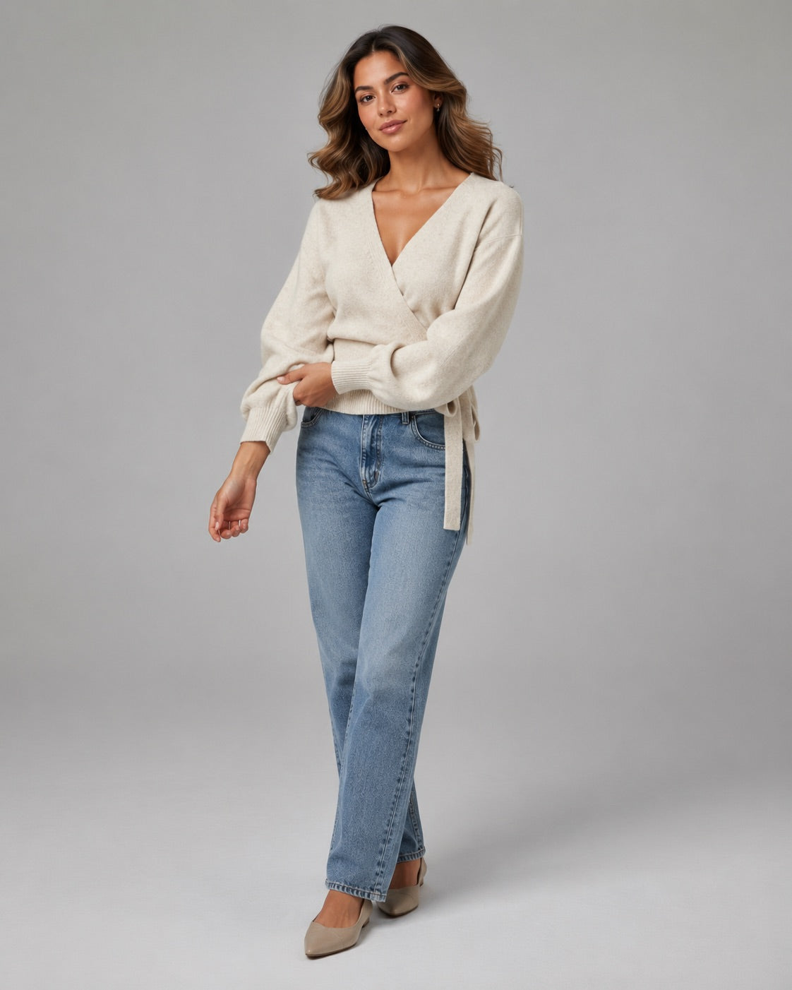 Vyla™ Slim Fit V-Neck Wrap Tie Knit Sweater