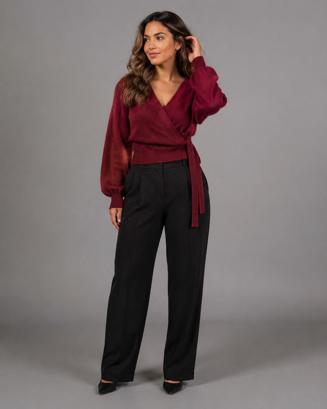 Vyla™ Slim Fit V-Neck Wrap Tie Knit Sweater