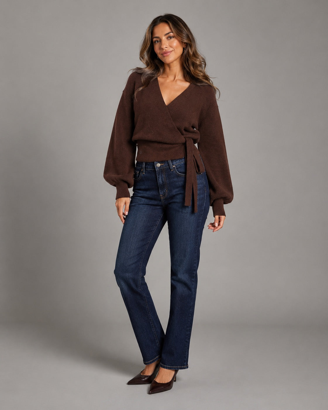 Vyla™ Slim Fit V-Neck Wrap Tie Knit Sweater