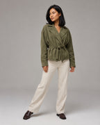 Vyla™ Lapel Faux Suede Belted Short Jacket
