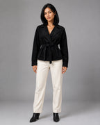 Vyla™ Lapel Faux Suede Belted Short Jacket