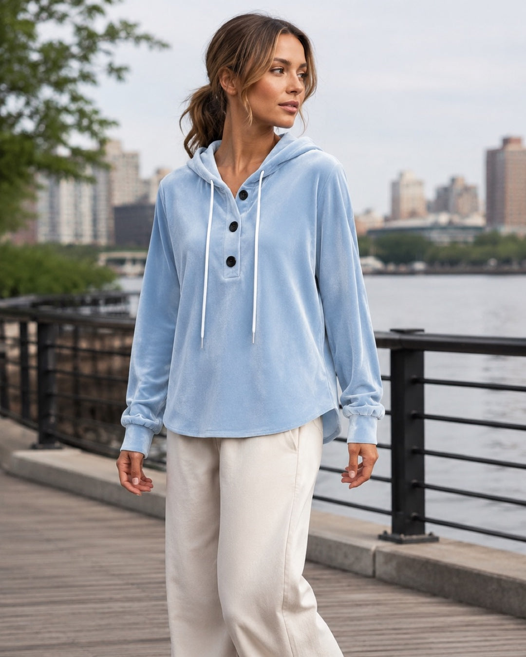 Vyla™ Button-Up Drawstring Hoodie