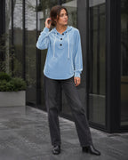 Vyla™ Button-Up Drawstring Hoodie
