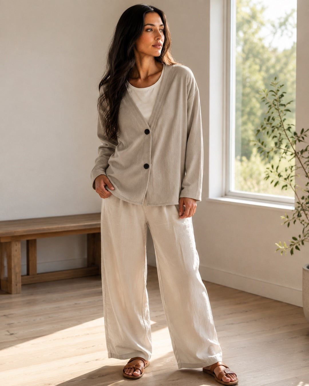 Vyla™ Relaxed Fit V-Neck Button-Up Knit Cardigan