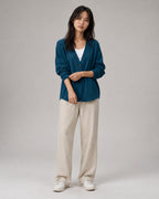 Vyla™ Relaxed Fit V-Neck Button-Up Knit Cardigan