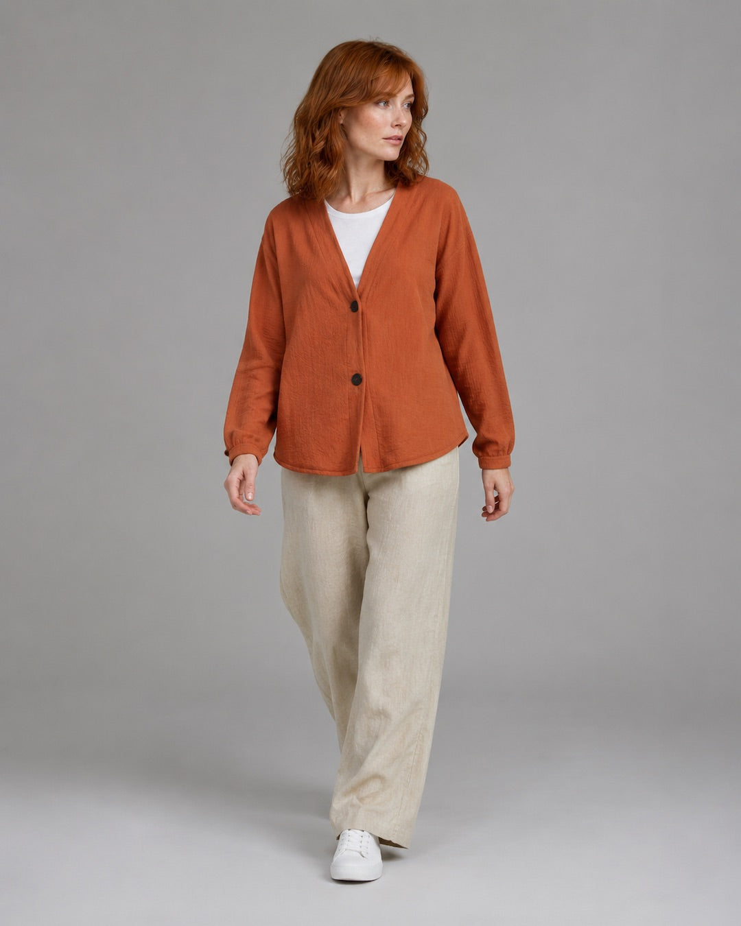 Vyla™ Relaxed Fit V-Neck Button-Up Knit Cardigan