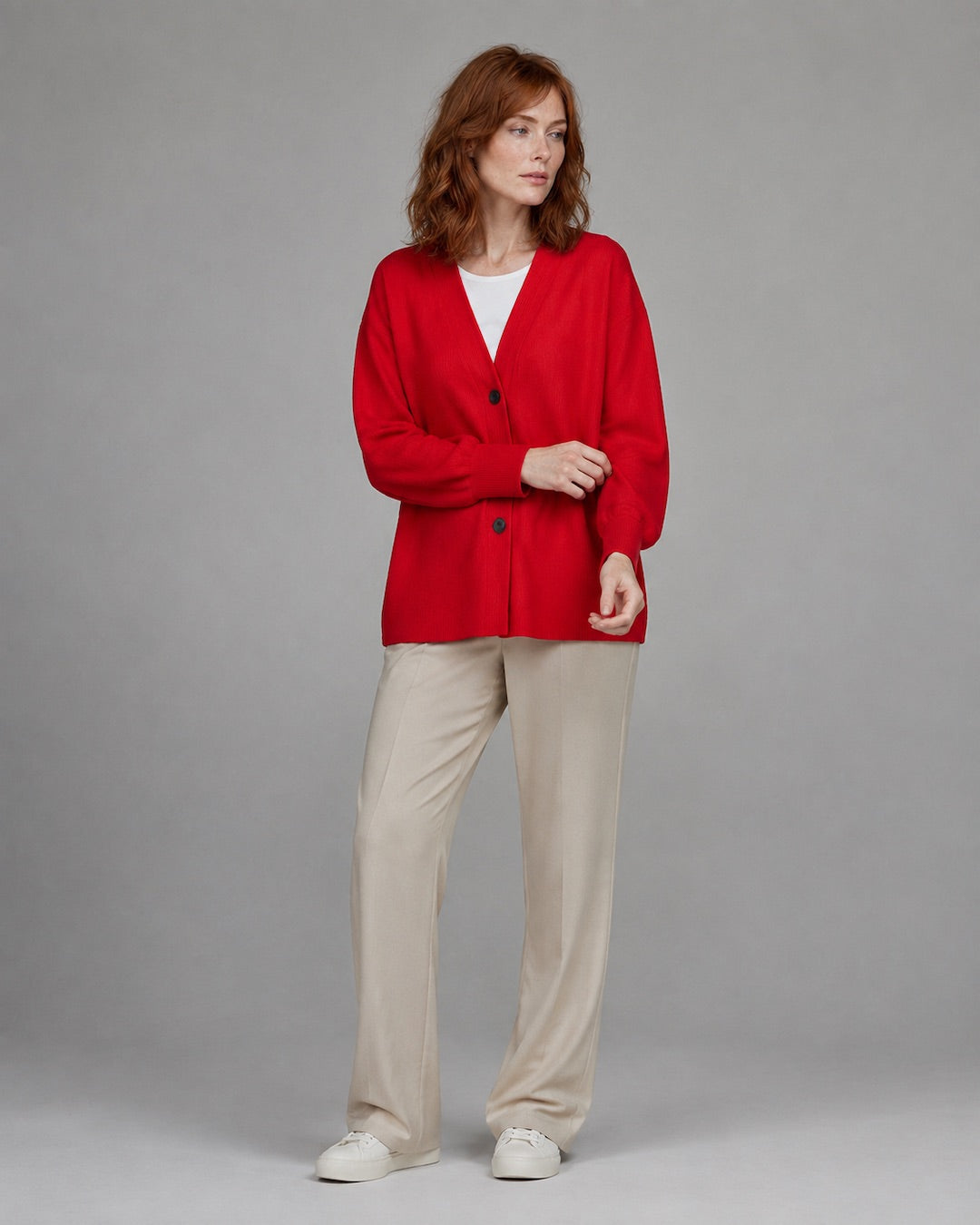Vyla™ Relaxed Fit V-Neck Button-Up Knit Cardigan
