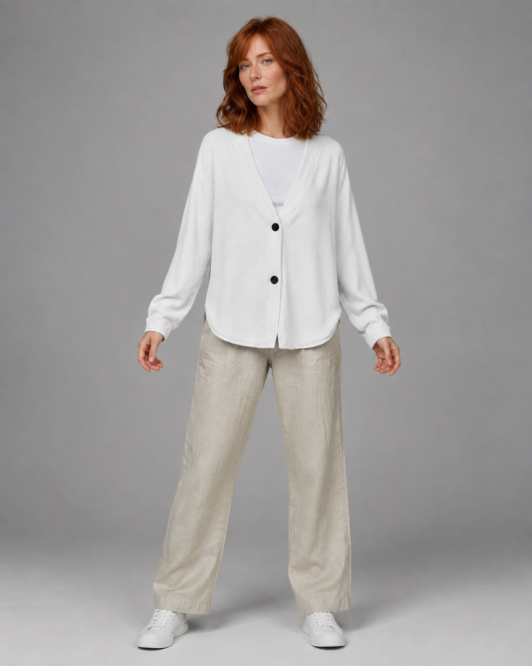 Vyla™ Relaxed Fit V-Neck Button-Up Knit Cardigan