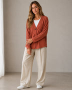 Vyla™ Relaxed Fit V-Neck Button-Up Knit Cardigan