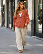 Vyla™ Relaxed Fit V-Neck Button-Up Knit Cardigan