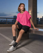 Vyla™ Relaxed Drop Shoulder Cutout Cross-Back T-Shirt