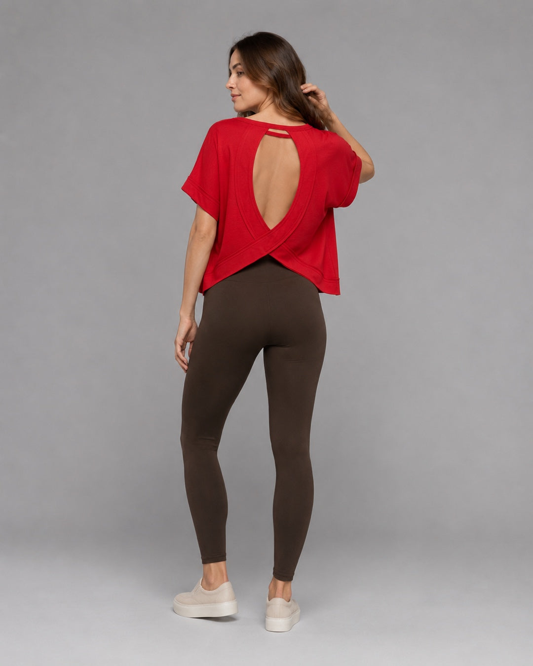 Vyla™ Relaxed Drop Shoulder Cutout Cross-Back T-Shirt