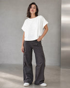Vyla™ Relaxed Drop Shoulder Cutout Cross-Back T-Shirt