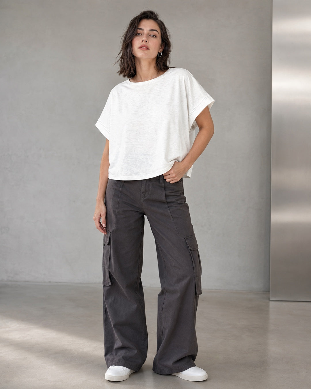 Vyla™ Relaxed Drop Shoulder Cutout Cross-Back T-Shirt