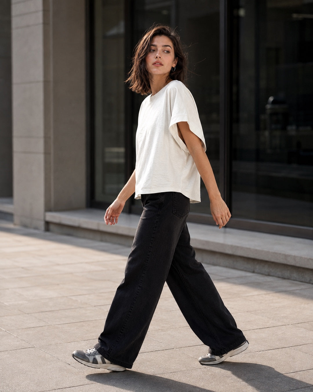 Vyla™ Relaxed Drop Shoulder Cutout Cross-Back T-Shirt