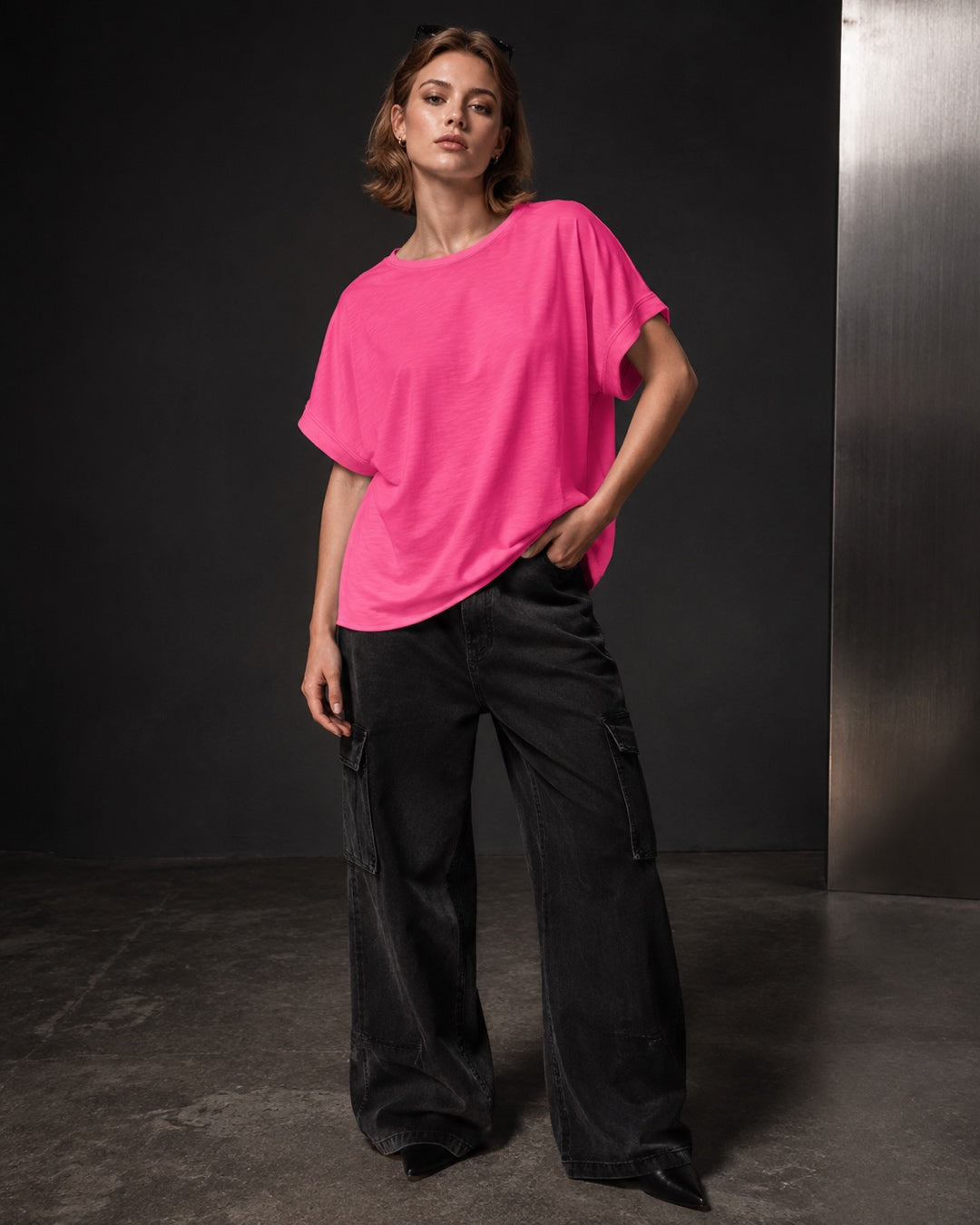 Vyla™ Relaxed Drop Shoulder Cutout Cross-Back T-Shirt