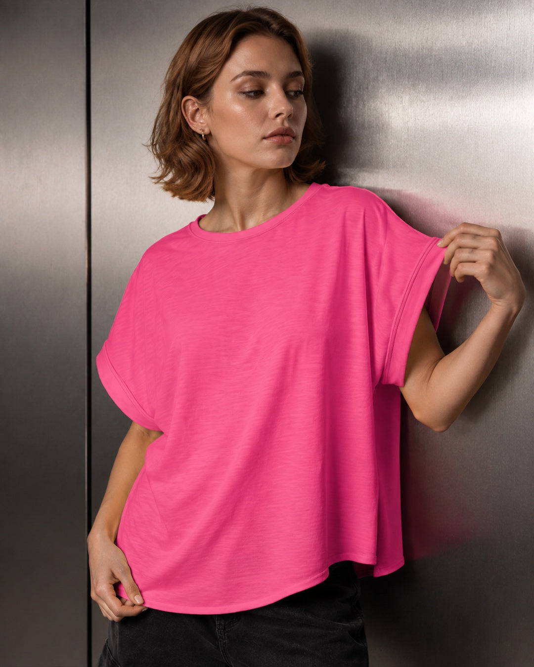 Vyla™ Relaxed Drop Shoulder Cutout Cross-Back T-Shirt