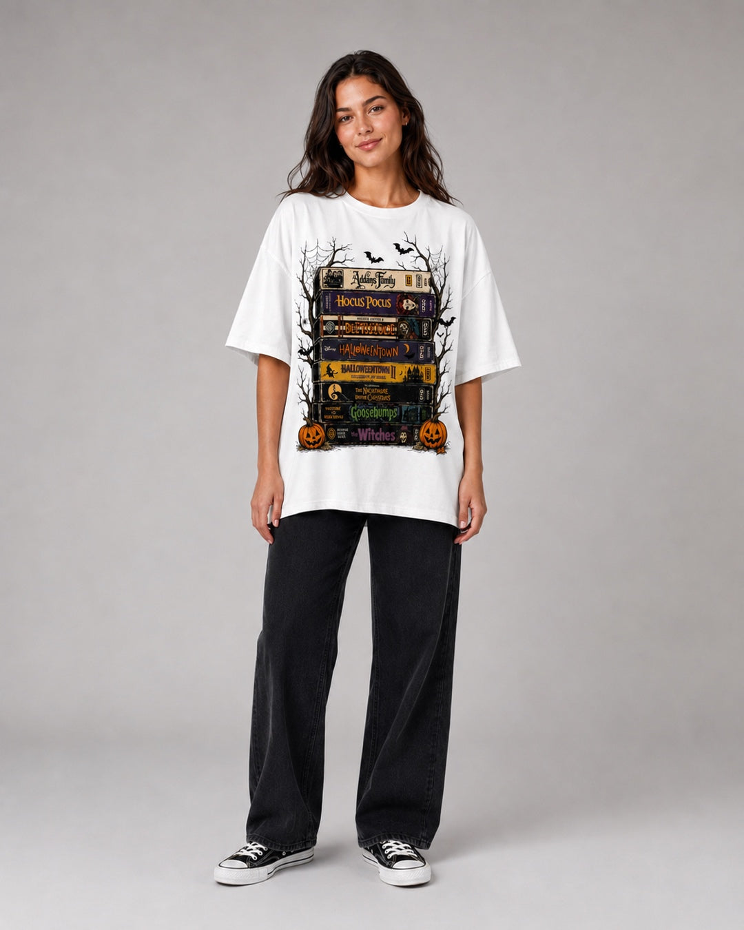 Vyla™Halloween Vintage Book Stack Graphic T-Shirt