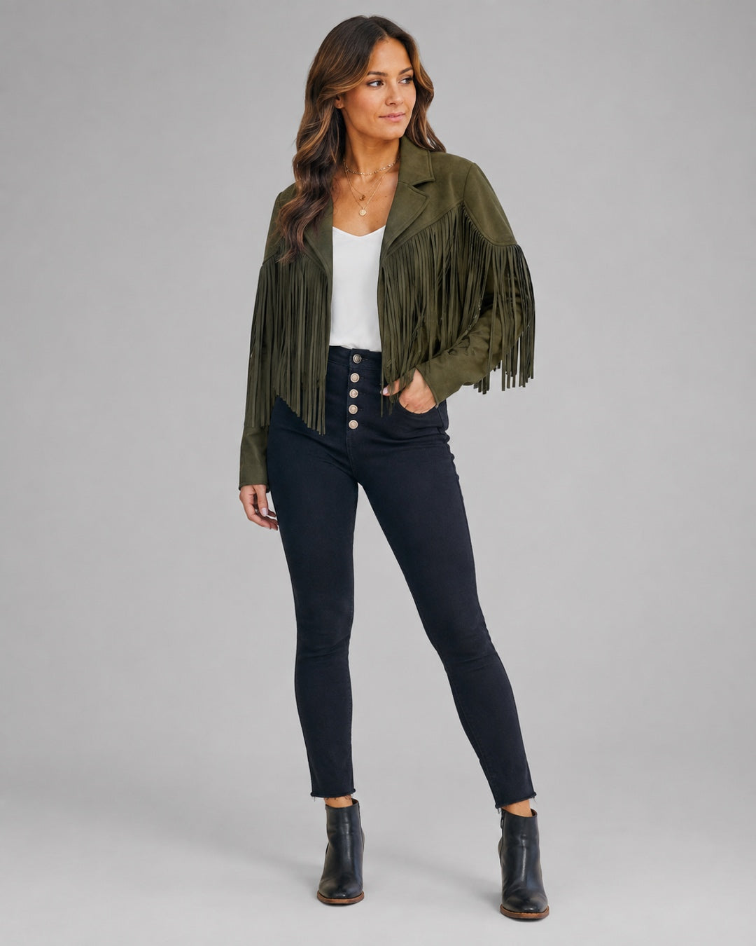 Vyla™ Boho Fringe Suede Moto Jacket