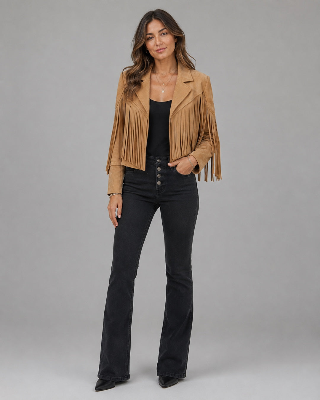 Vyla™ Boho Fringe Suede Moto Jacket